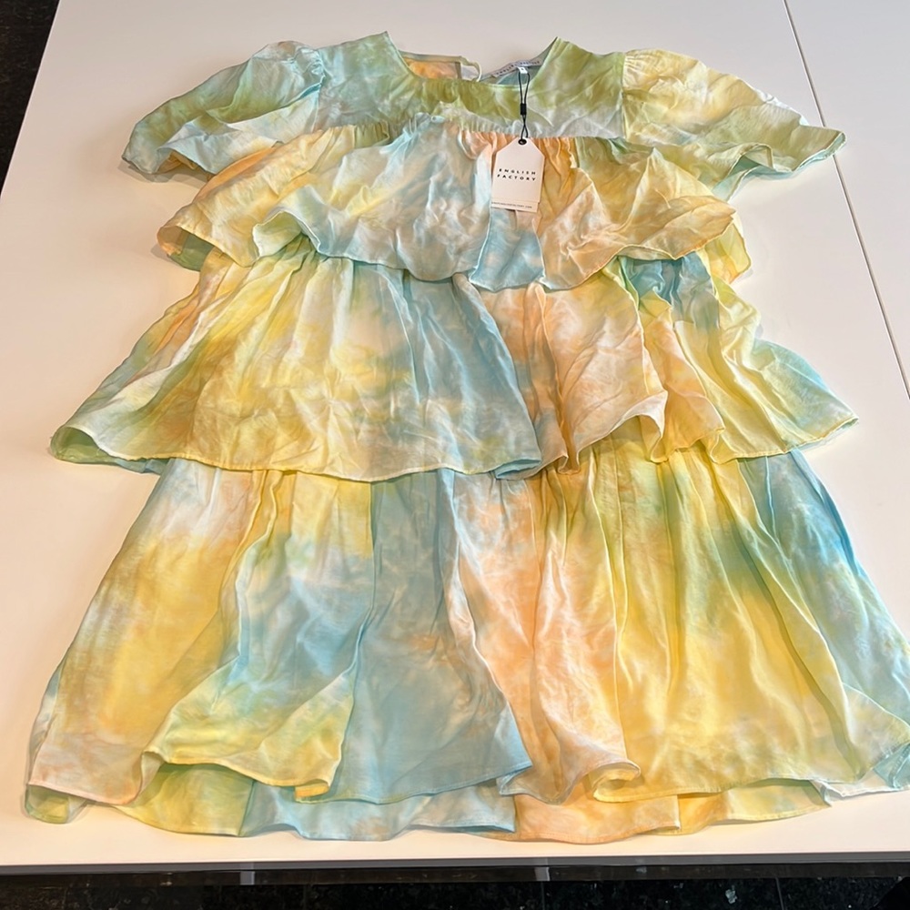 English Factory tie dye ruffle dress
